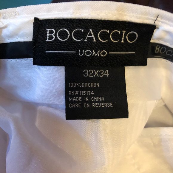 Men's white dress trousers with belt - Picture 7 of 8